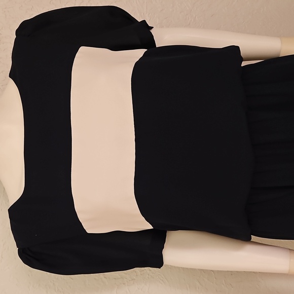 LIZ ROBERTS 1980s Nautical Sailor Pleated Accordian Blouson Chiffon Dress - Picture 5 of 13